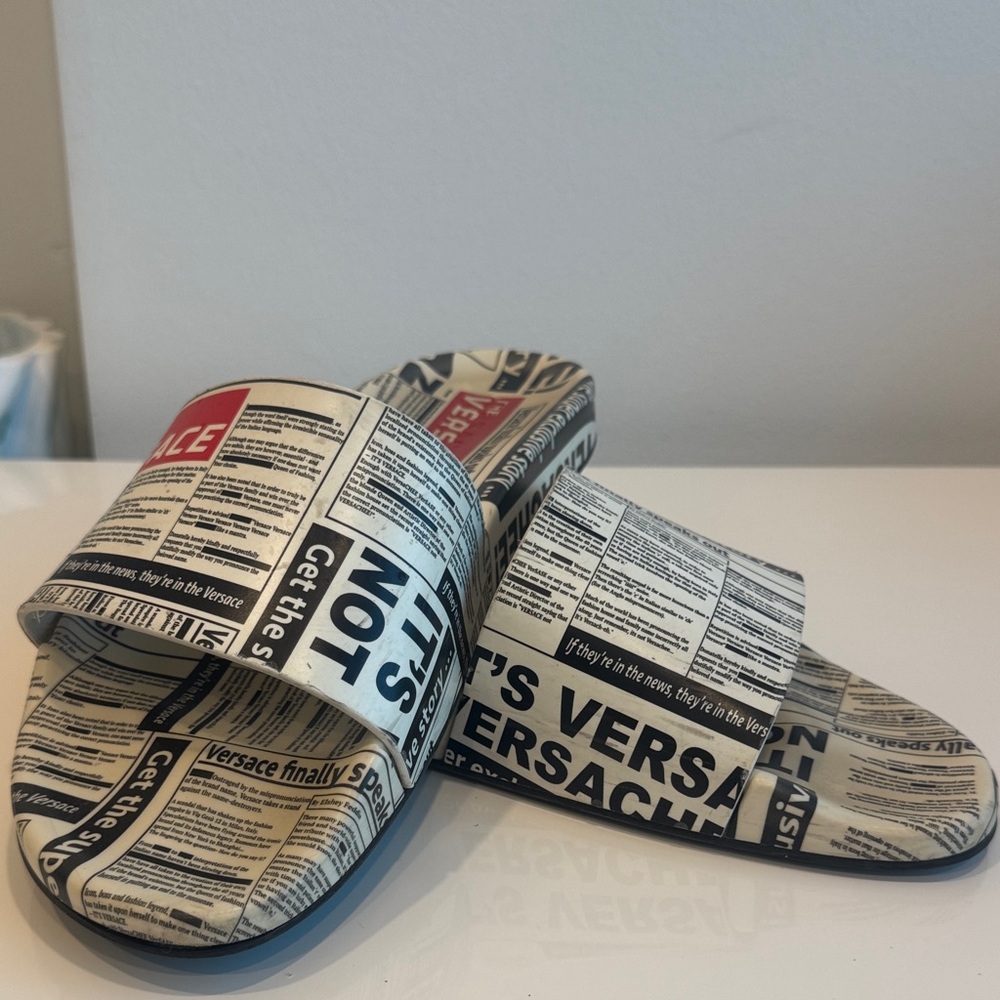 Versace Black and Red Print Slides men size 11